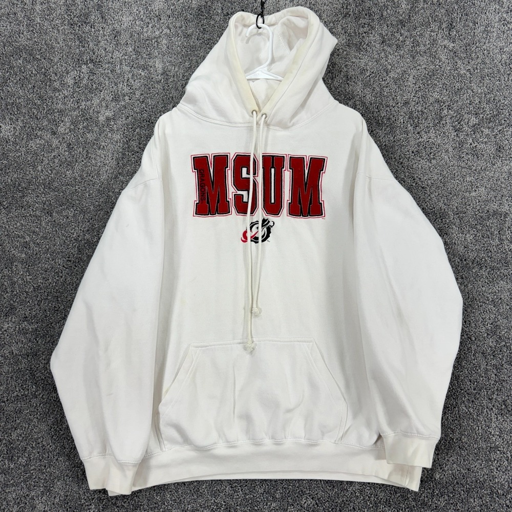 CI Sport MSUM Dragons Sweatshirt Mens 2XL White Long Sleeve Hooded Sport Logo